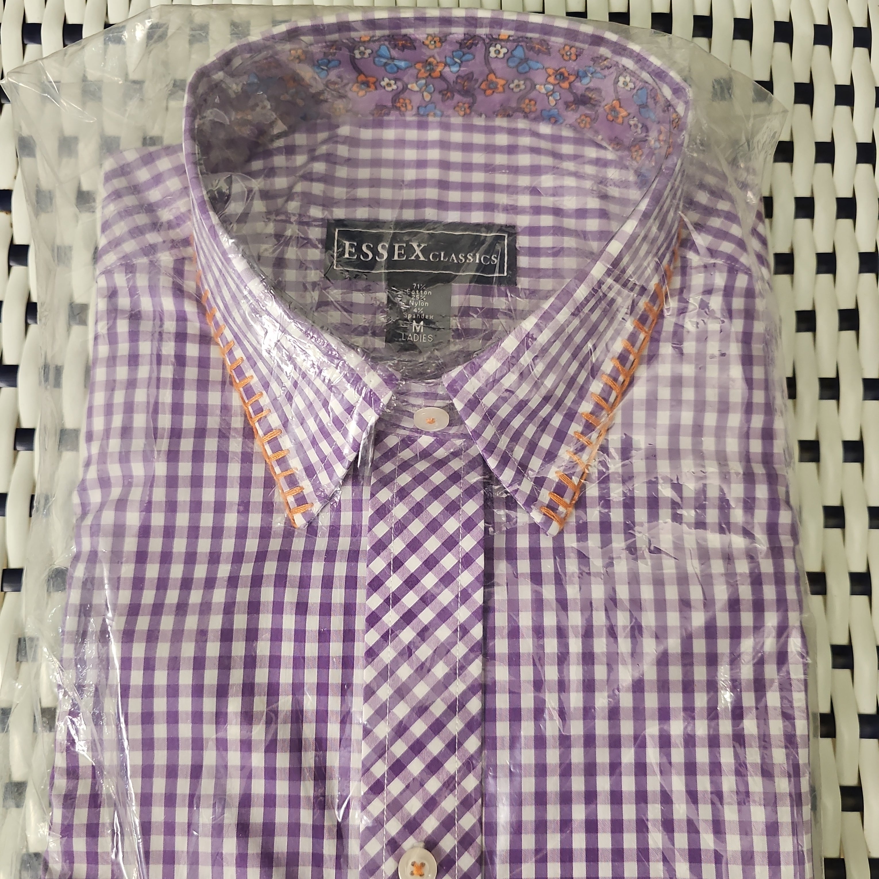Dora Purple Check Tailored Shirt Top Stitched Collar - The In Gate