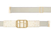 Icon Equestrian Belt - Snow Leopard Printed Cork with Cloud Grey and Seal Grey Border - RM - The In Gate