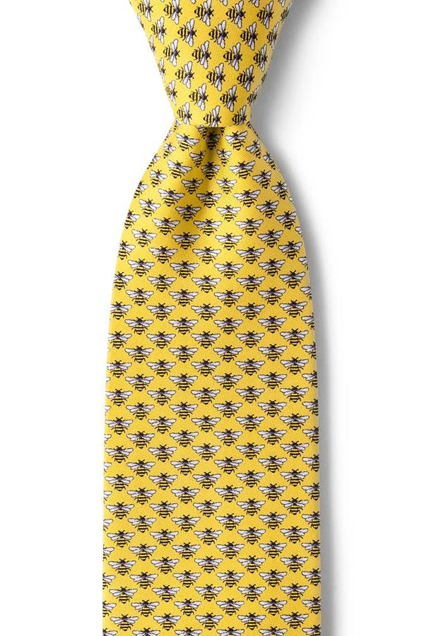 Micro Bees Tie - Yellow Silk - The In Gate