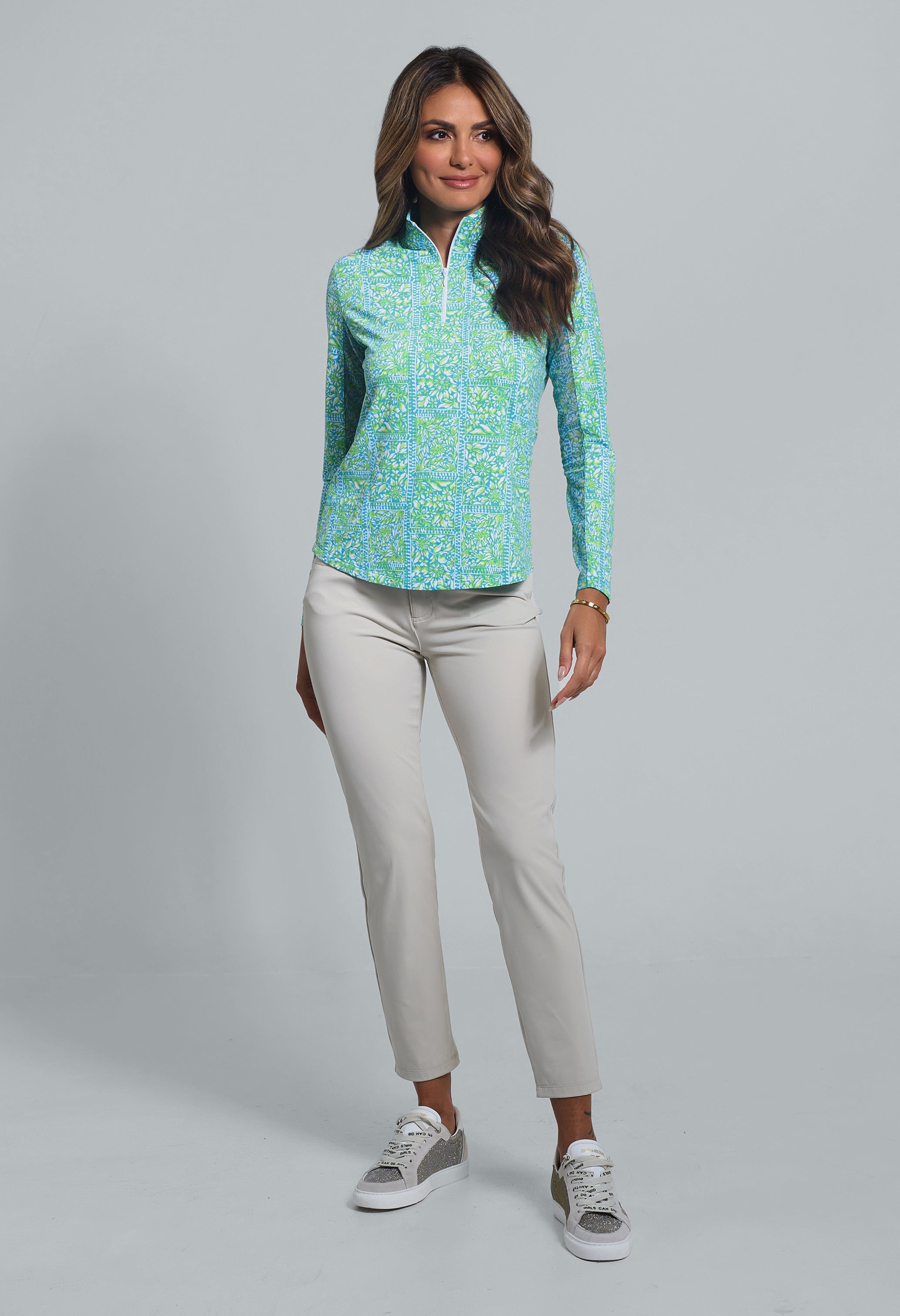 Josie Print Long Sleeve Mock Neck Top