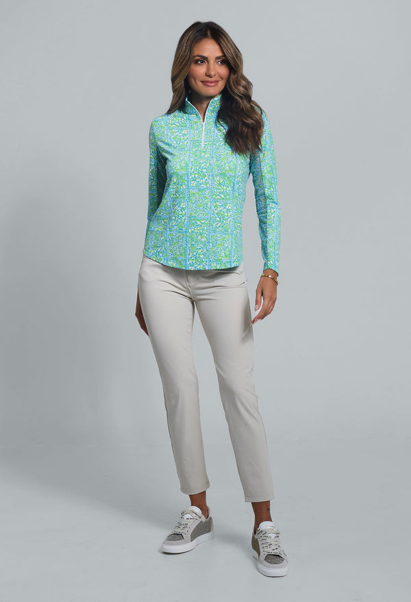 Josie Print Long Sleeve Mock Neck Top