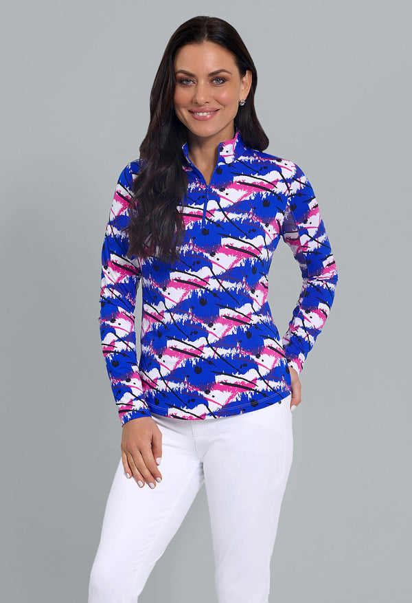 Lizzy Print Long Sleeve Mock Neck Top