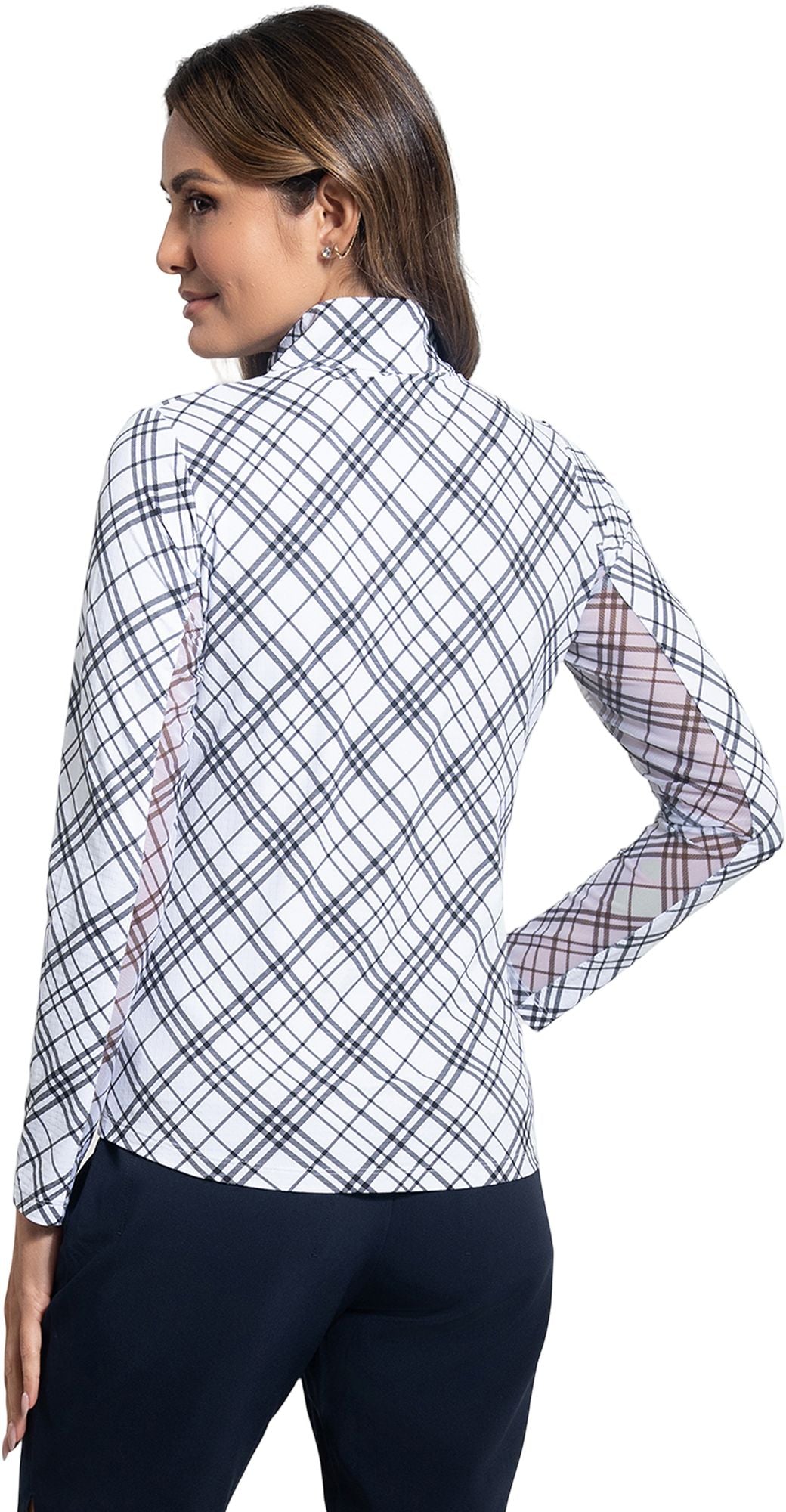 Tony Print Long Sleeve Mock Neck Golf Shirt