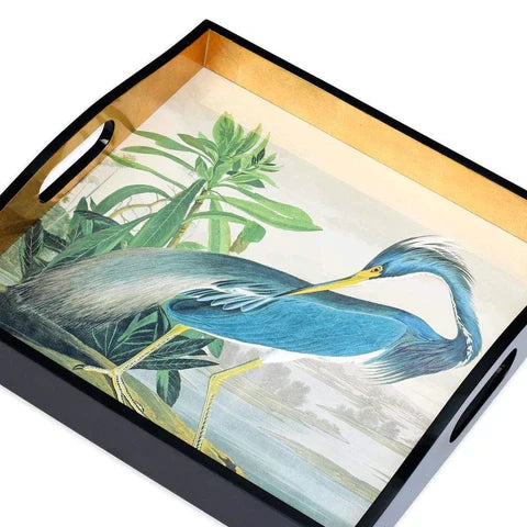 Caspari Audubon Heron Square Tray