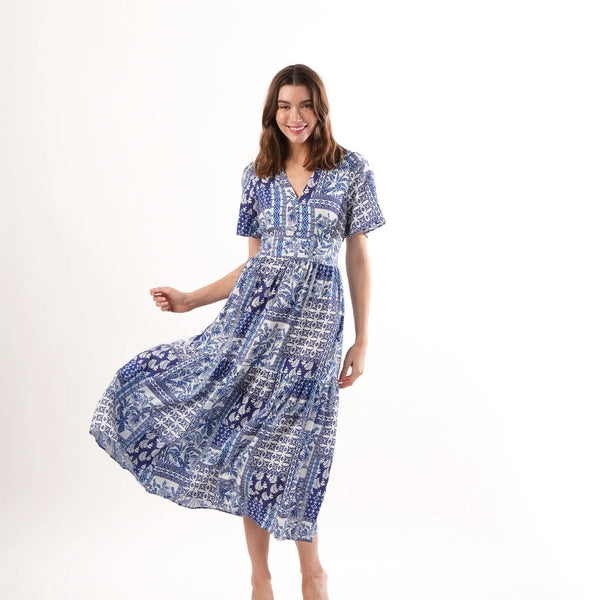 junior bridesmaid dresses light blue Bridgerton Daphne Blue Dress With Floral Lace Satin main image 1