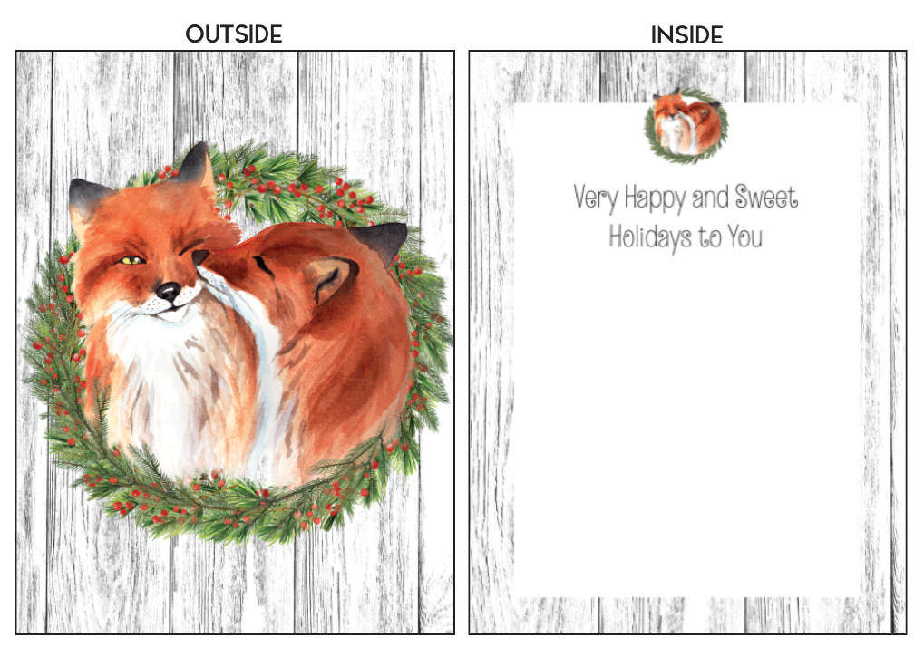 Fox/Horse Boxed Christmas Cards: Foxes snuggling - The In Gate