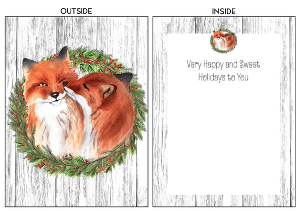 Fox/Horse Boxed Christmas Cards: Foxes snuggling - The In Gate