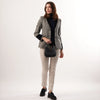 Grantham Midnight Check Wool Jacket by Welligogs, full-length studio view on a model showing the open front and tailored silhouette.