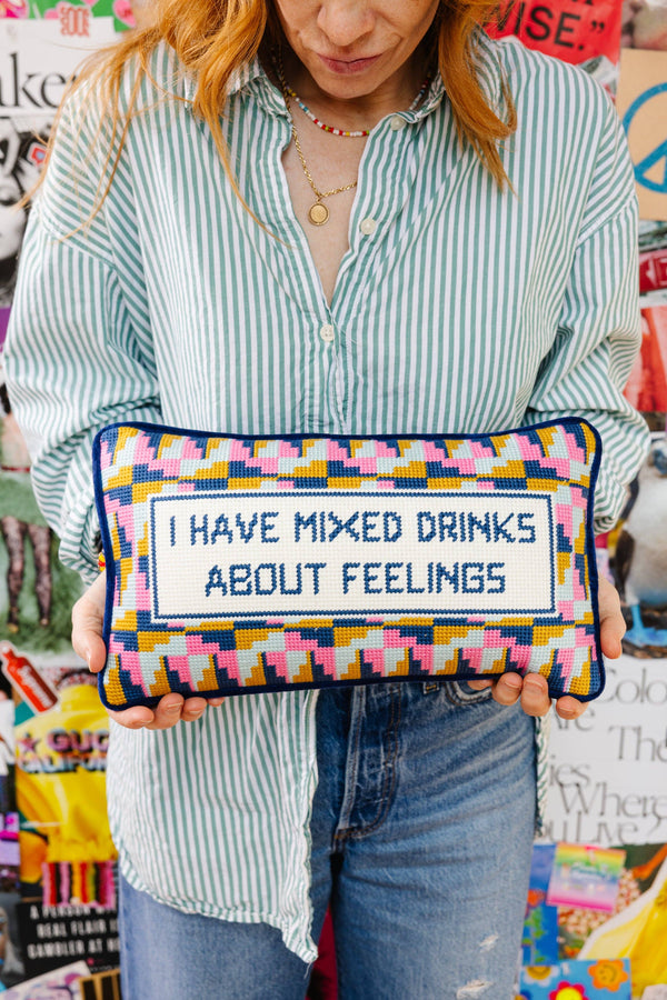 Mixed Drinks Needlepoint Pillow