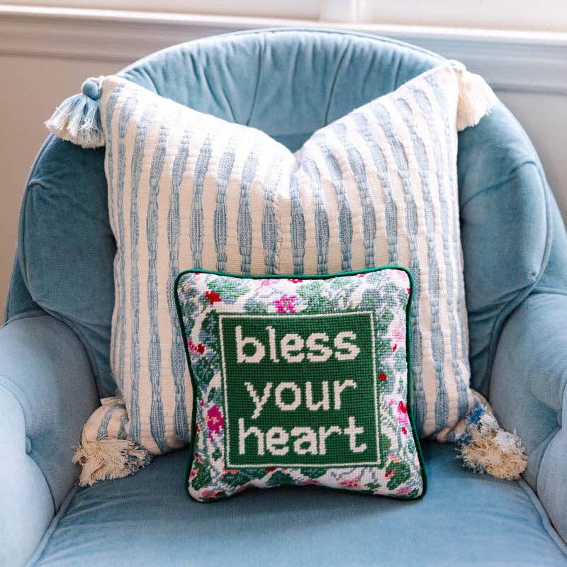 Bless Your Heart Needlepoint Pillow