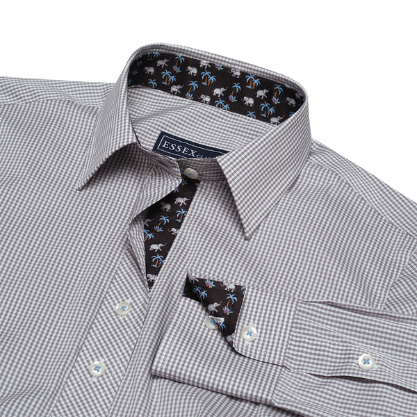 Dora Grey Gingham Check Tailored Shirt - The In Gate