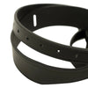 Huntley Equestrian Children's Black Leather Jodhpur Garter Straps, close-up of adjustment holes and slotted leather

