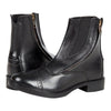 Daisy Clipper Children's Side-Zip Paddock Boots in black, angled view of the pair with side zippers and perforated toe caps
