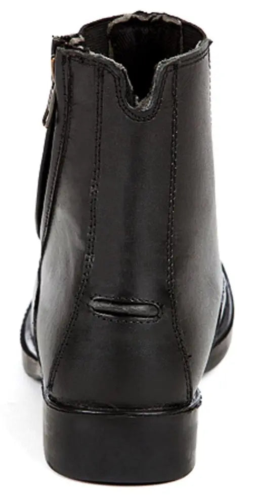 Daisy Clipper Children's Side-Zip Paddock Boots in black, rear view with spur rest and heel
