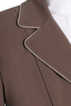 Grand Prix Ladies EQJ 3 Button Show Coat, Chocolate with Tan Piping