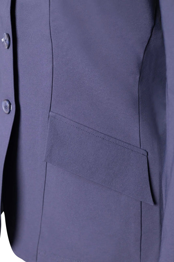 Grand Prix Ladies EQJ 3 Button Show Coat, Navy with Cadet Blue Collar