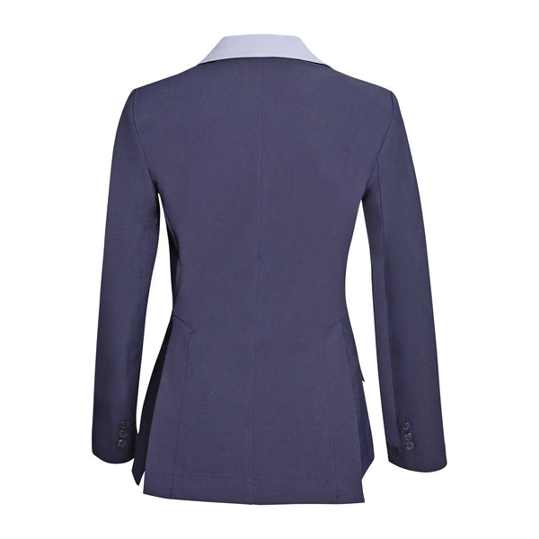 Grand Prix Ladies EQJ 3 Button Show Coat, Navy with Cadet Blue Collar
