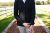 Grand Prix Ladies EQJ Classic 3 Button Show Jacket, Black with Burgundy Collar
