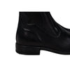 Grand Prix Saltare Florence Paddock Boots in black, side detail of heel, curved stitching, and elastic panel
