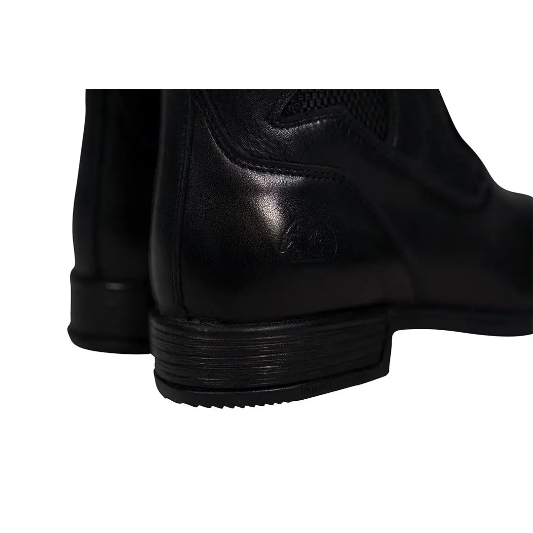 Grand Prix Saltare Florence Paddock Boots in black, rear three-quarter heel detail with embossed logo
