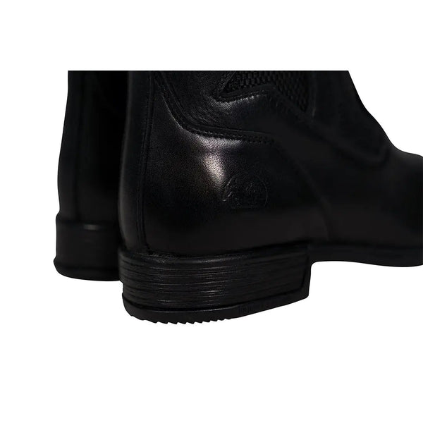 Grand Prix Saltare Florence Paddock Boots in black, rear three-quarter heel detail with embossed logo
