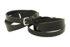 Huntley Equestrian Children's Black Leather Jodhpur Garter Straps, overlapping pair with silver-tone buckle
