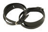 Huntley Equestrian Children's Black Leather Jodhpur Garter Straps, overhead angled view of the buckled pair
