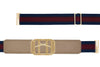 Icon Equestrian Belt - Carob Brown Leather with Navy and Two-Tone Burgundy Stripe - RM - The In Gate