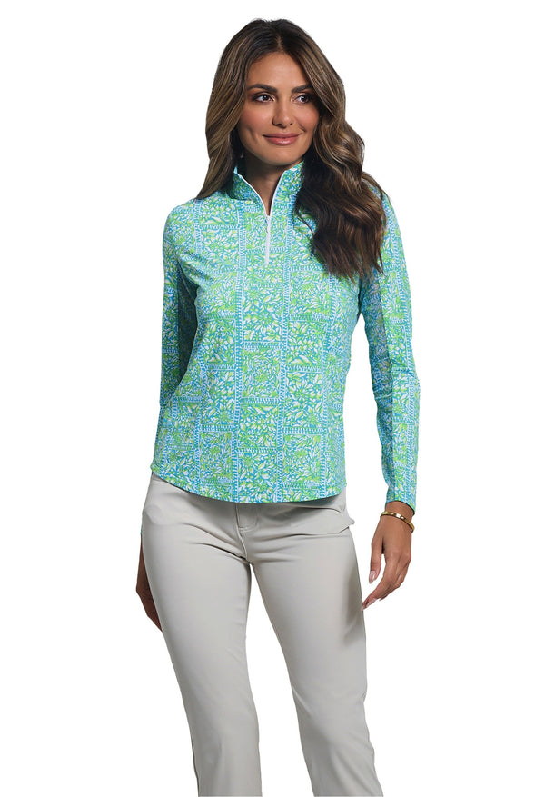 Josie Print Long Sleeve Mock Neck Top