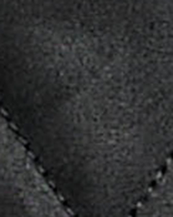 A close-up texture shot of a dark gray fabric, showing a fine woven pattern and a diagonal stitched seam.