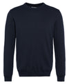 Navy sweater with a brand logo on a white background