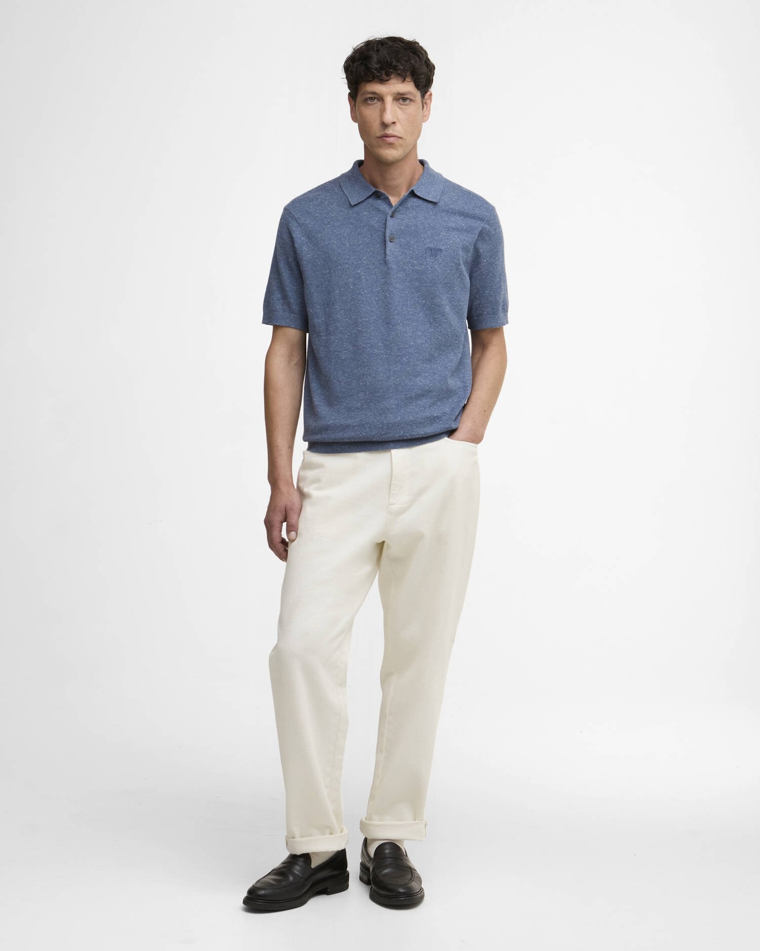 Muston Linen Blend Knitted Polo Shirt