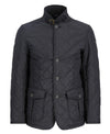 Quilted jacket with diamond pattern on a white background