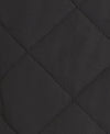 Close-up of a dark charcoal gray quilted fabric with stitched diamond patterns.