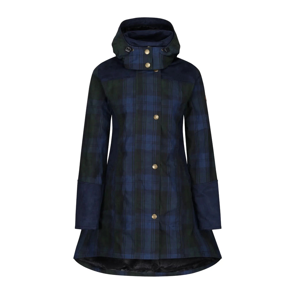 Odette Navy Check Waterproof Coat