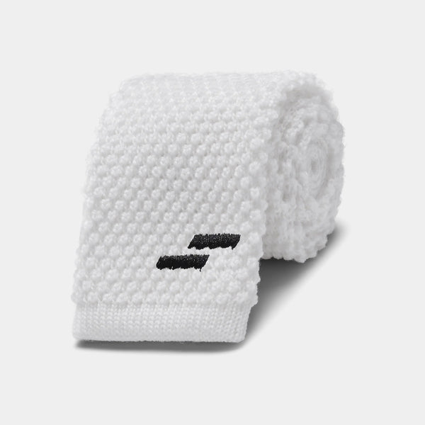 Men's Knitted Competition Tie: White - The In Gate