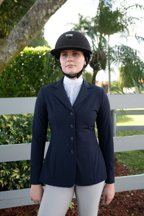 Grand Prix Quinn Show Jacket, 4 Button Front with Hidden Zipper Closure, Navy