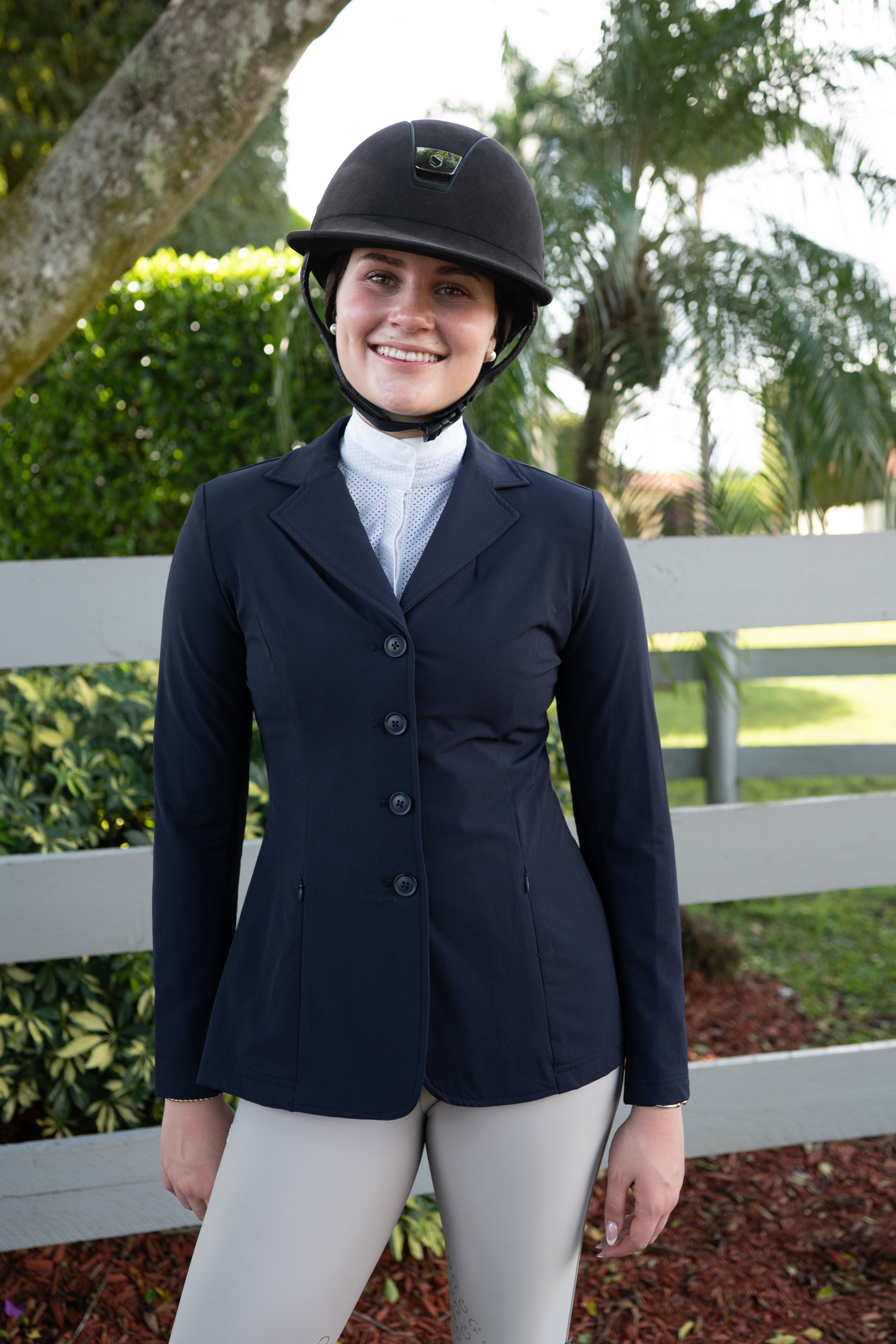 Grand Prix Quinn Show Jacket, 4 Button Front with Hidden Zipper Closure, Navy