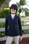 Grand Prix Quinn Show Jacket, 4 Button Front with Hidden Zipper Closure, Navy