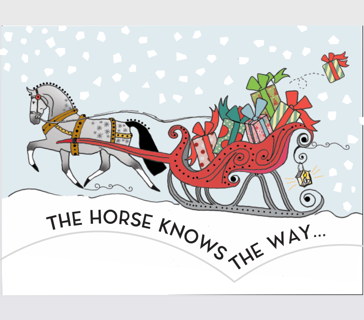 Horse Boxed Christmas Cards: Horse, Sleigh & bouncy Present