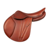 Brown leather saddle on a white background