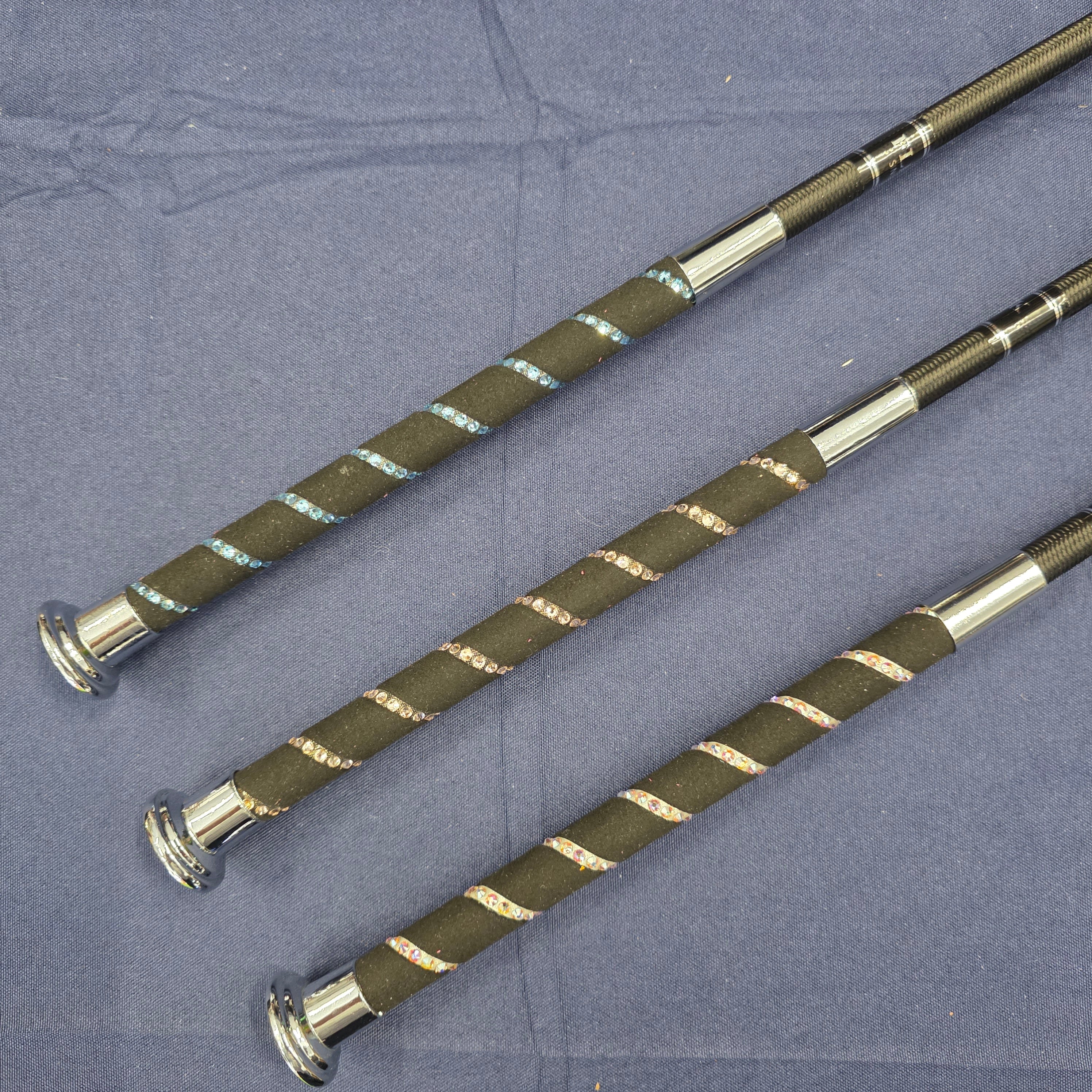 Custom Swarovski and Nubuck Handled Riding Crop