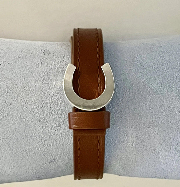 Sterling Silver Horseshoe and Leather Bracelet - The In Gate