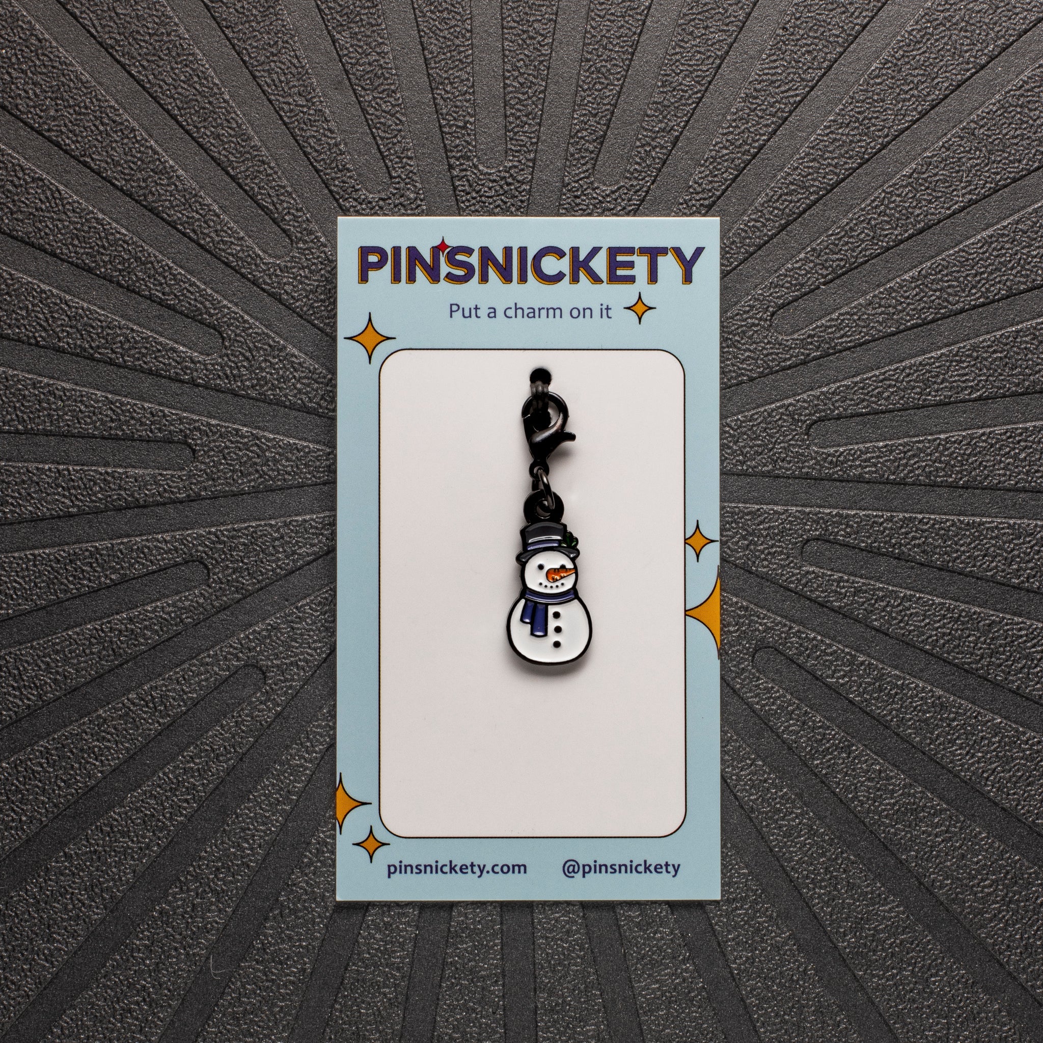pinsnickety snowman braid and bridle charm on a black background