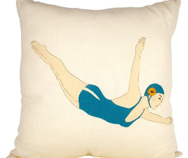Diver in Teal Suit Pillow - The In Gate
