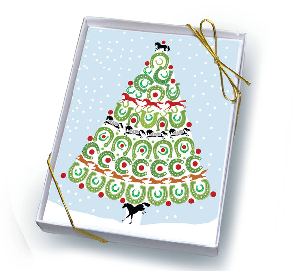 Horse Boxed Christmas Cards: Horse Shoe Tree - The In Gate