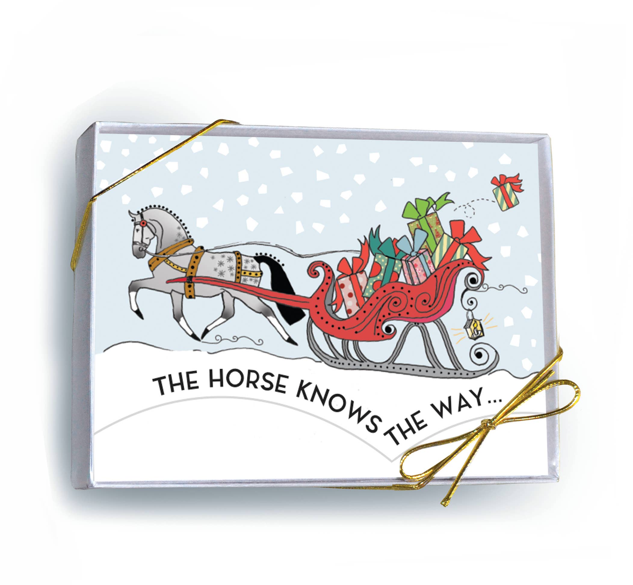 Horse Boxed Christmas Cards: Horse, Sleigh & bouncy Present