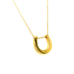 14K solid gold Horseshoe Pendant on 14K gold rolo chain