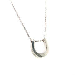 14K solid gold Horseshoe Pendant on 14K gold rolo chain