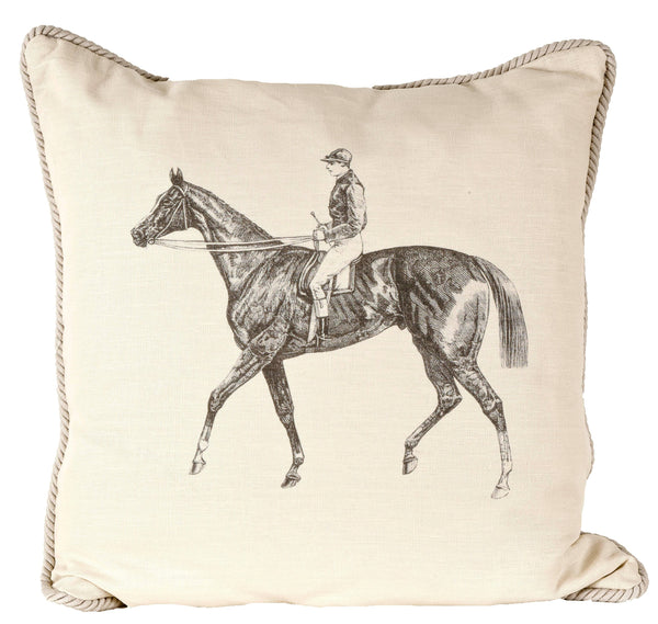 Pillow - Horse and Jockey, Warm White - The In Gate